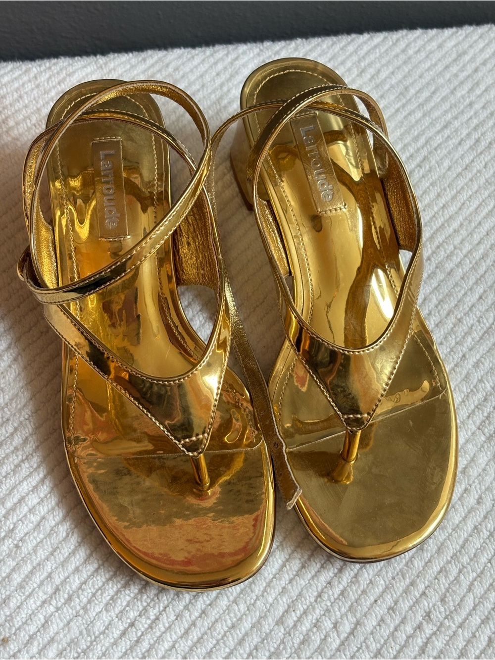 Larroude Gaia Gold Metallic Women's Sandals Size 6